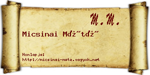 Micsinai Máté névjegykártya